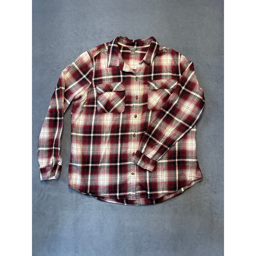 Eddie Bauer Mauve & Black Flannel Shirt Women’s Size Large